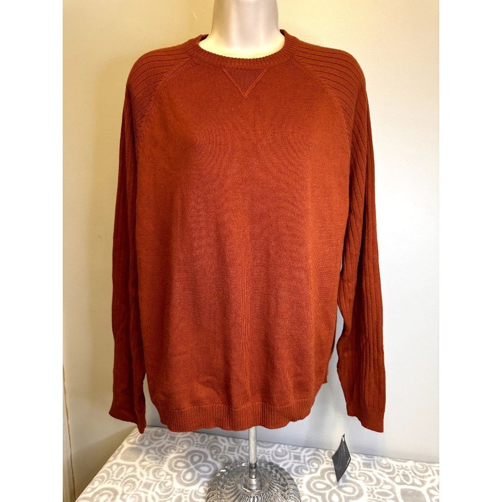 Guy Risoldi 100% Pure Italian Merino Wool Men's Sweater, Size M, Orange, NWT - Picture 1 of 15